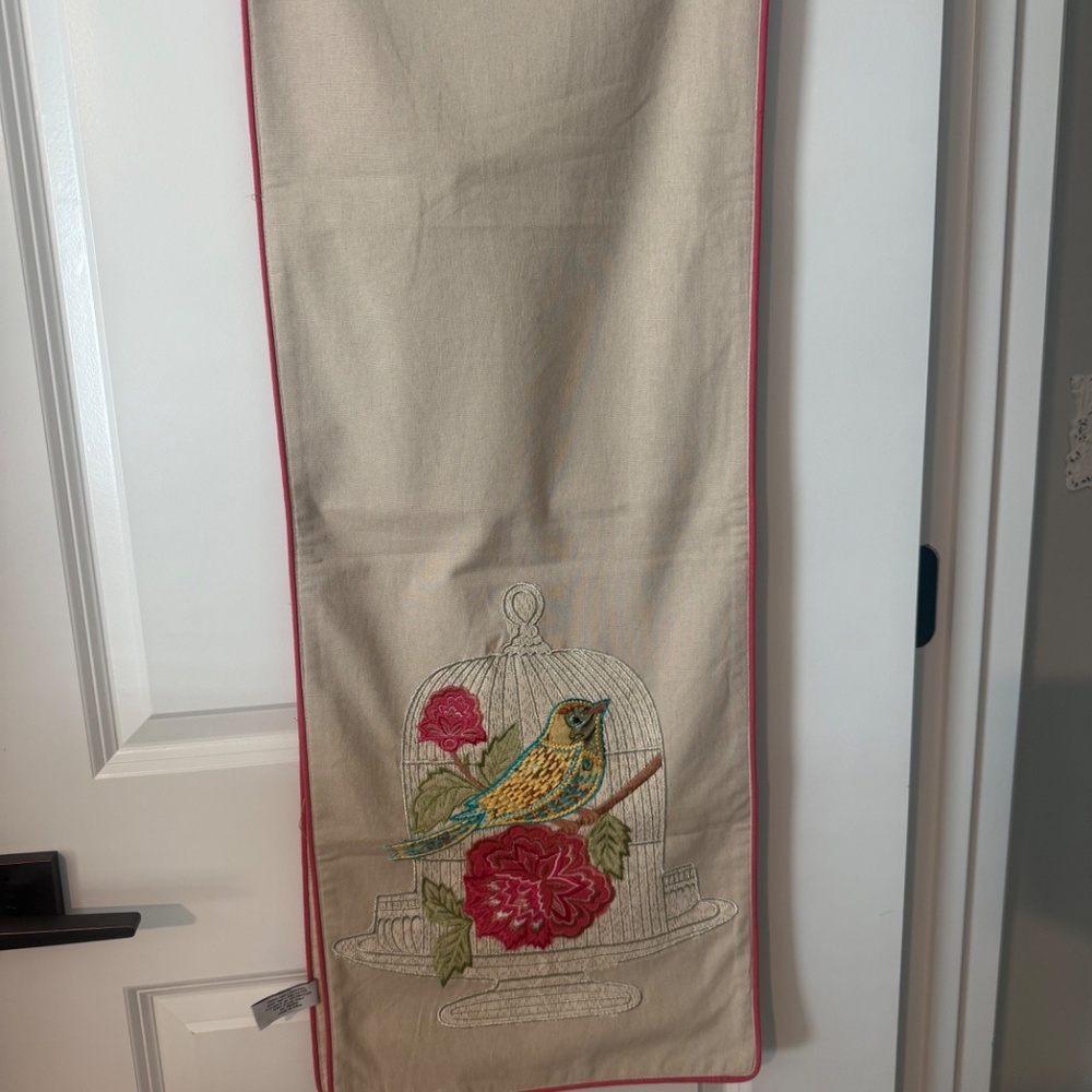 Artistic Accents with Bird in Cage Accent Table Runner Sz. 13 x 72